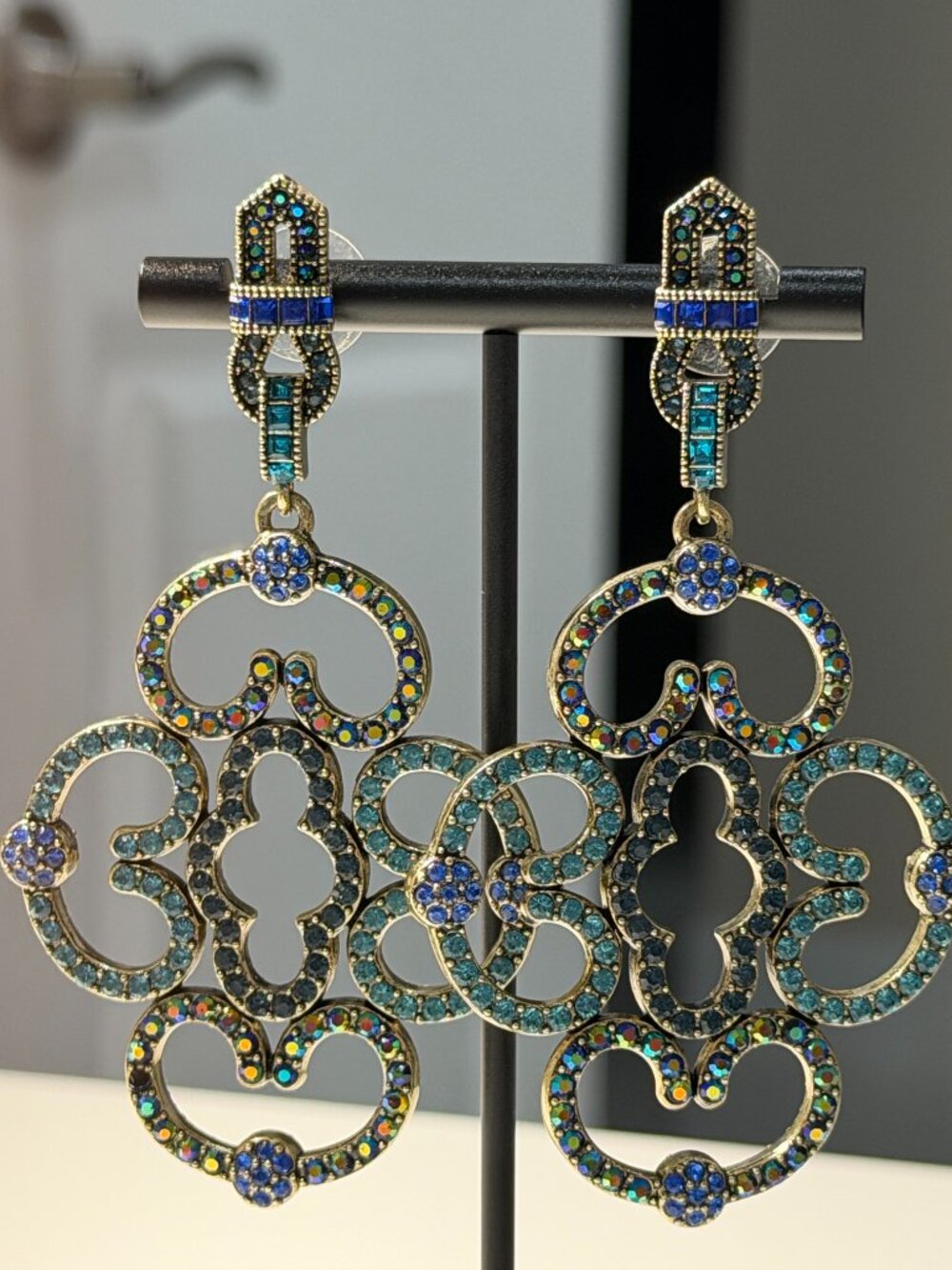 Heidi Daus Blue Crystal 360 Double Sided Statement Earrings Box Set
